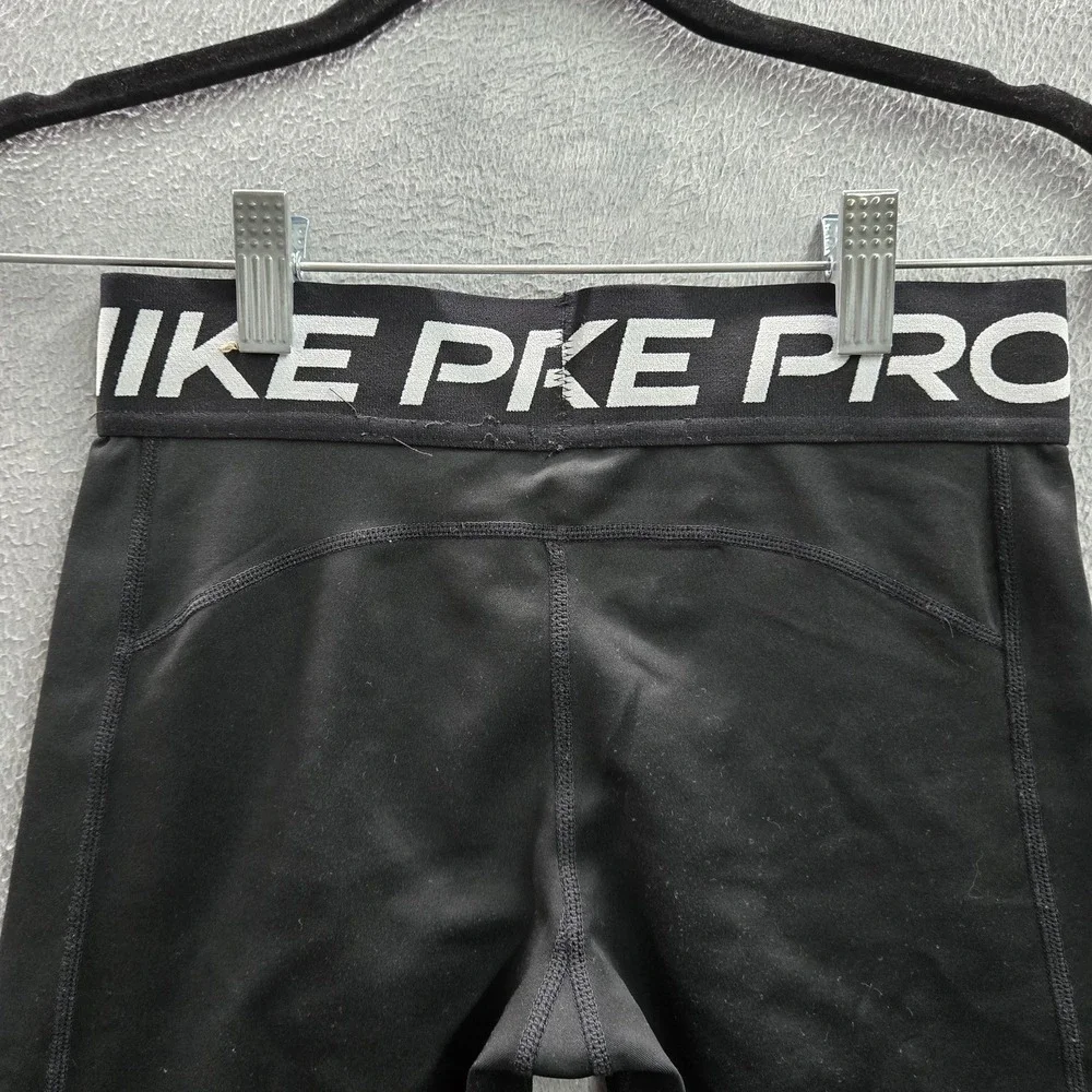 Nike Pro Women Activewear‎ Pants L Black DRI-FIT Pro Compression Tights Logo
